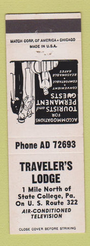 Matchbook Cover - Traveler's Lodge State College PA