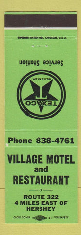 Matchbook Cover - Village Motel Texaco oil gas Hershey PA