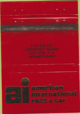 Matchbook Cover - American International Rent a Car Aspen CO WEAR 40 Strike