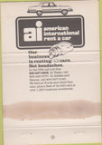 Matchbook Cover - American International Rent a Car Aspen CO WEAR 40 Strike