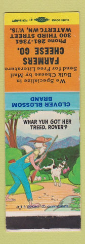 Matchbook Cover - Farmers Cheese Clover Blossom Brand Watertown WI hillbilly