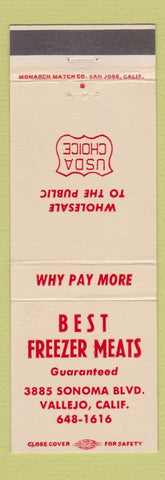 Matchbook Cover - Best Freezer Meats Vallejo CA