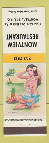 Matchbook Cover - Montview Restaurant Montreal QC pinup