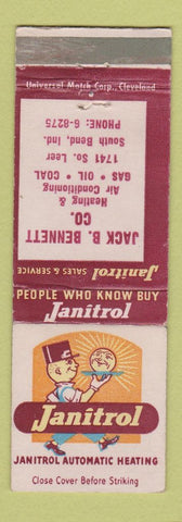Matchbook Cover - Janitrol Heating Jack Bennett South Bend IN
