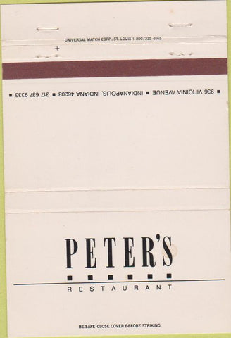 Matchbook Cover - Peter's Restaurant Indianapolis IN 40 Strike