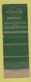 Matchbook Cover - Kadin Rambler Handbags Purses New York City WEAR