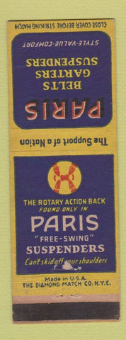 Matchbook Cover - Paris Belts Garters Suspenders WEAR
