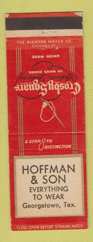 Matchbook Cover - Crosby Square Men's Shoes Hoffman Georgetown TX