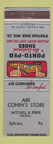 Matchbook Cover - Porto Ped Men's Shoes Abe Cohen's Store Ephrata PA