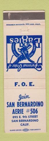 Matchbook Cover - Eagles Club San Bernardino CA