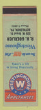 Matchbook Cover - Westinghouse Appliances RH Georlich Bethlehem PA