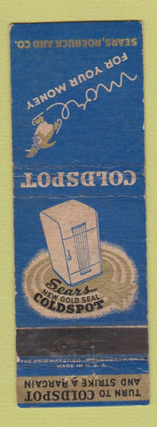 Matchbook Cover - Sears Coldspot Refrigerator Kenmore Washing Machine WORN