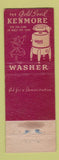 Matchbook Cover - Sears Coldspot Refrigerator Kenmore Washing Machine WORN