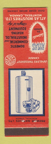 Matchbook Cover - Atlas Industries Oil Heating Montreal QC
