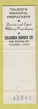 Matchbook Cover - Columbia Gas Burners Toledo OH