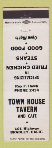 Matchbook Cover - Town House Tavern Cafe Bradley CA