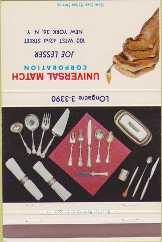 Matchbook Cover - Silverware Universal Match New York City Joe Lesser 40 Strike