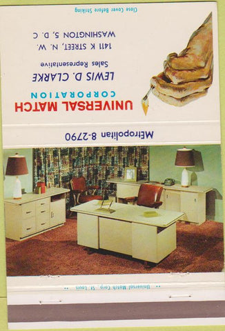 Matchbook Cover - Office Furniture Universal Match Washington DC 40 Strike