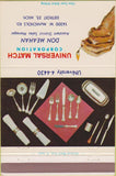 Matchbook Cover - Silverware Universal Match Detroit MI Don Meahan 40 Strike