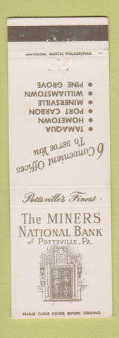 Matchbook Cover - Minrs National Bank Pottstown PA