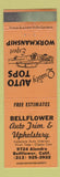 Matchbook Cover - Bellflower Auto Trim Upholstery Bellflower CA WEAR ORANGE