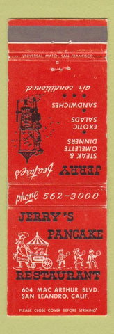 Matchbook Cover - Jerry's Pancake Restaurant San Leandro CA