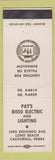 Matchbook Cover - Pat's Bisso Electric Lighting Long Beach CA