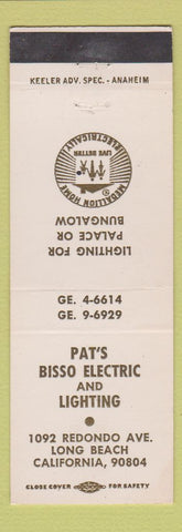 Matchbook Cover - Pat's Bisso Electric Lighting Long Beach CA