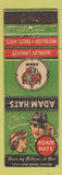 Matchbook Cover - Adam Hats
