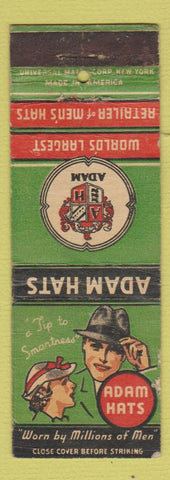 Matchbook Cover - Adam Hats