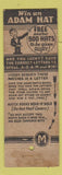 Matchbook Cover - Adam Hats