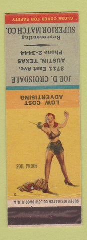 Matchbook Cover - Joe Croisdale Superior Match Austin TX pinup