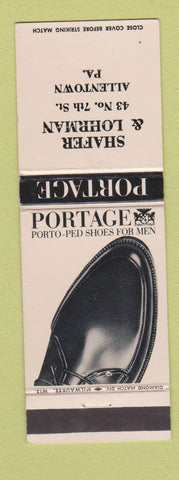 Matchbook Cover - Portage Shoes Porto Ped Shafer Lohrman Allentown PA