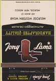 Matchbook Cover - Tony Lama Cowboy Boots Melrose NM 40 Strike
