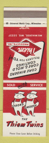 Matchbook Cover - Thiem Twins Binders Mold Coatings Milwaukee WI