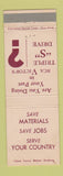 Matchbook Cover - RCA Victor Save Materials WEAR