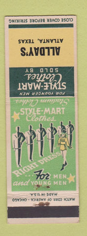 Matchbook Cover - Style Mart Men's Clothes Allday's Atlanta TX
