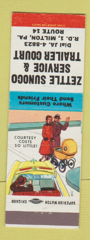 Matchbook Cover - Zettle Sunoco oil gas Trailer Court Milton PA