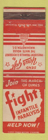 Matchbook Cover - Fight Infantile Paralysis Washington DC