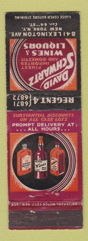 Matchbook Cover - David Schwartz Liquor New York City