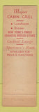Matchbook Cover - Majors Cabin Grill New York City feature
