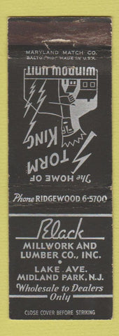 Matchbook Cover - Black Millwork Lumber Midland Lake NJ WEAR