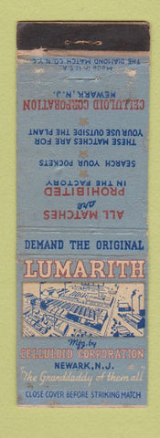 Matchbook Cover - Lumarith Celluloid Corp Newark NJ WEAR