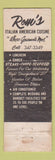 Matchbook Cover - Romi's Italian Restaurant Fiskdale MA WORN