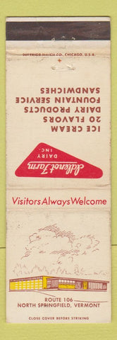 Matchbook Cover - Idlenot Farm Ice Cream North Springfield VT WEAR