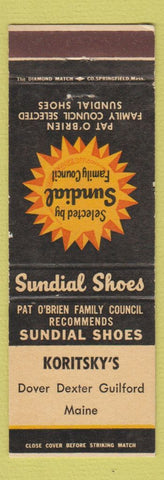 Matchbook Cover - Sundial Shoes Koritsky's Dover Dexter Guilford ME