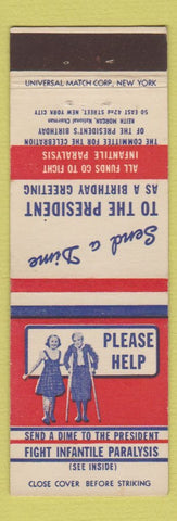 Matchbook Cover - March of Dimes Infantile Paralysis New York City
