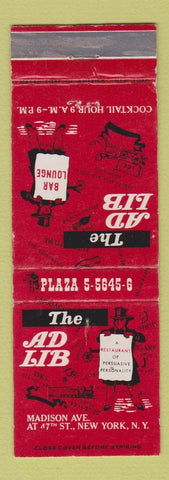 Matchbook Cover - Ad Lib Bar Lounge New York City