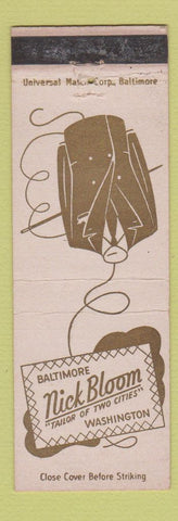Matchbook Cover - Nick Bloom Men's Clothes Baltimore MD Washington DC WEAR