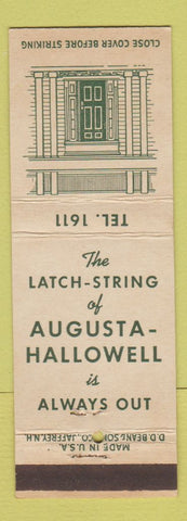 Matchbook Cover - Latch String Augusta Hallowell ME DD Bean